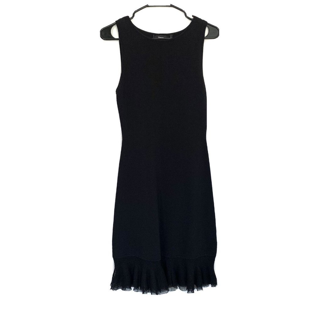 Theory Dress Torylevina Black Sleeveless Ruffle Hem Knit - Picture 6 of 13